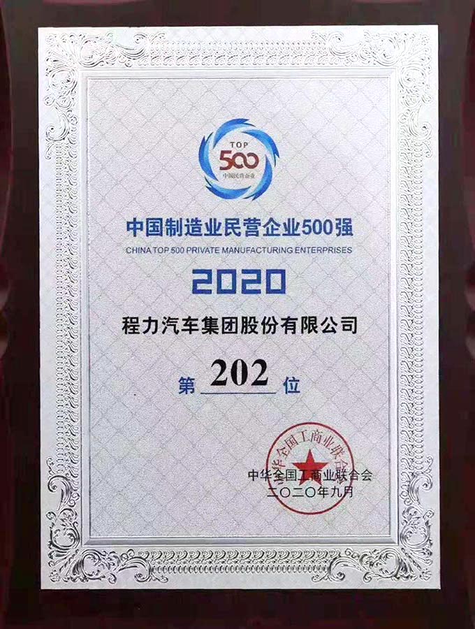 2017年中國民營(yíng)企業(yè)制造業(yè)500強(qiáng)第225位
